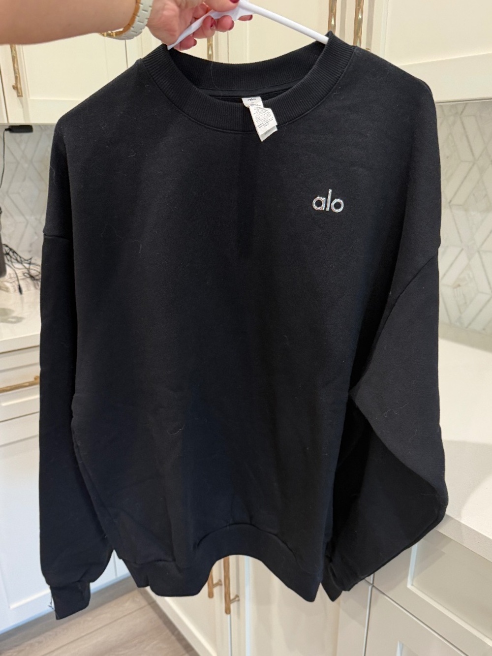 Alo Yoga Accolade Crewneck Pullover/Sweatshirt, Black, M